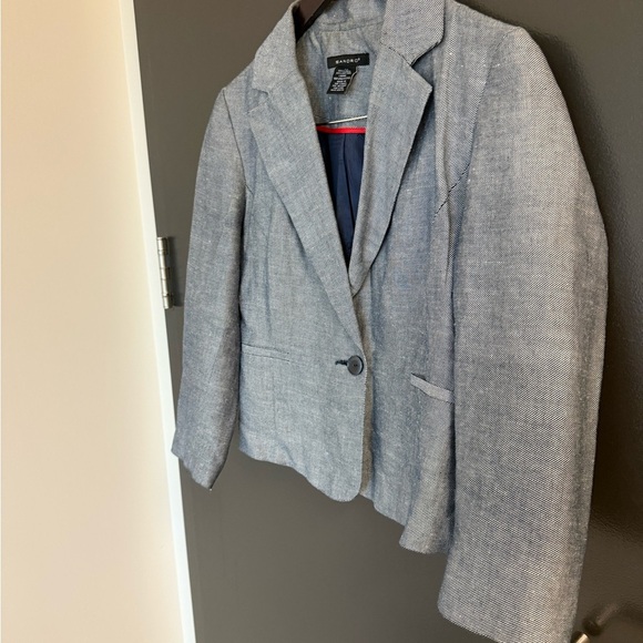 Sandro size 6 Great condition linen/cotton blend Women's Blazer in Light denim - Picture 2 of 15